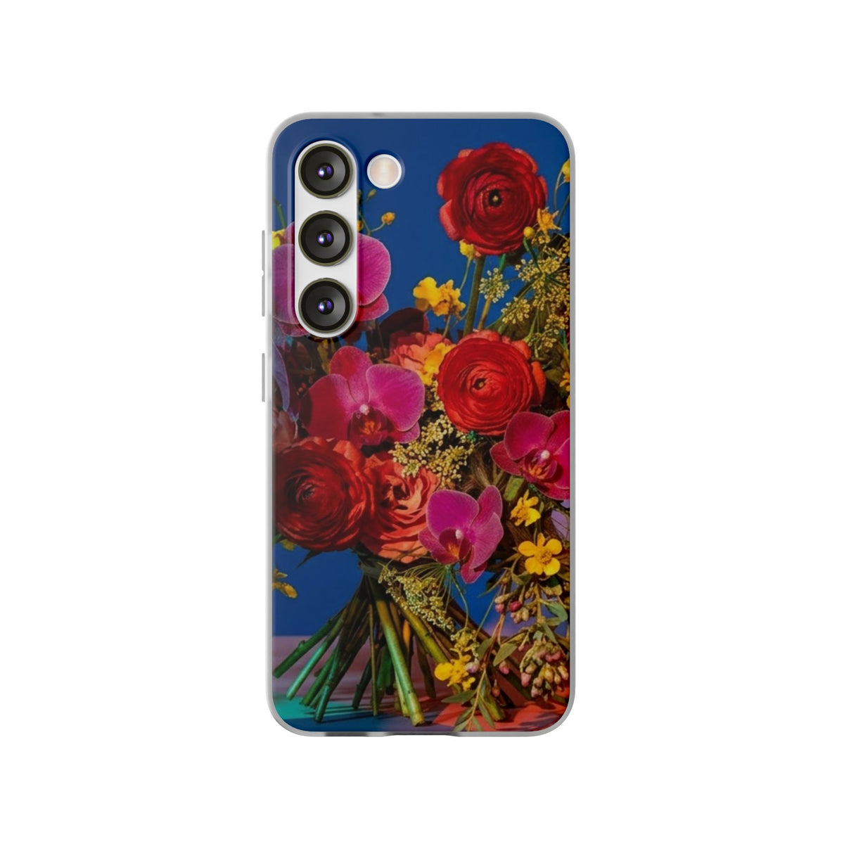 Floral Bouquet Flexi Case — Vibrant Red & Pink Flowers Phone Cover