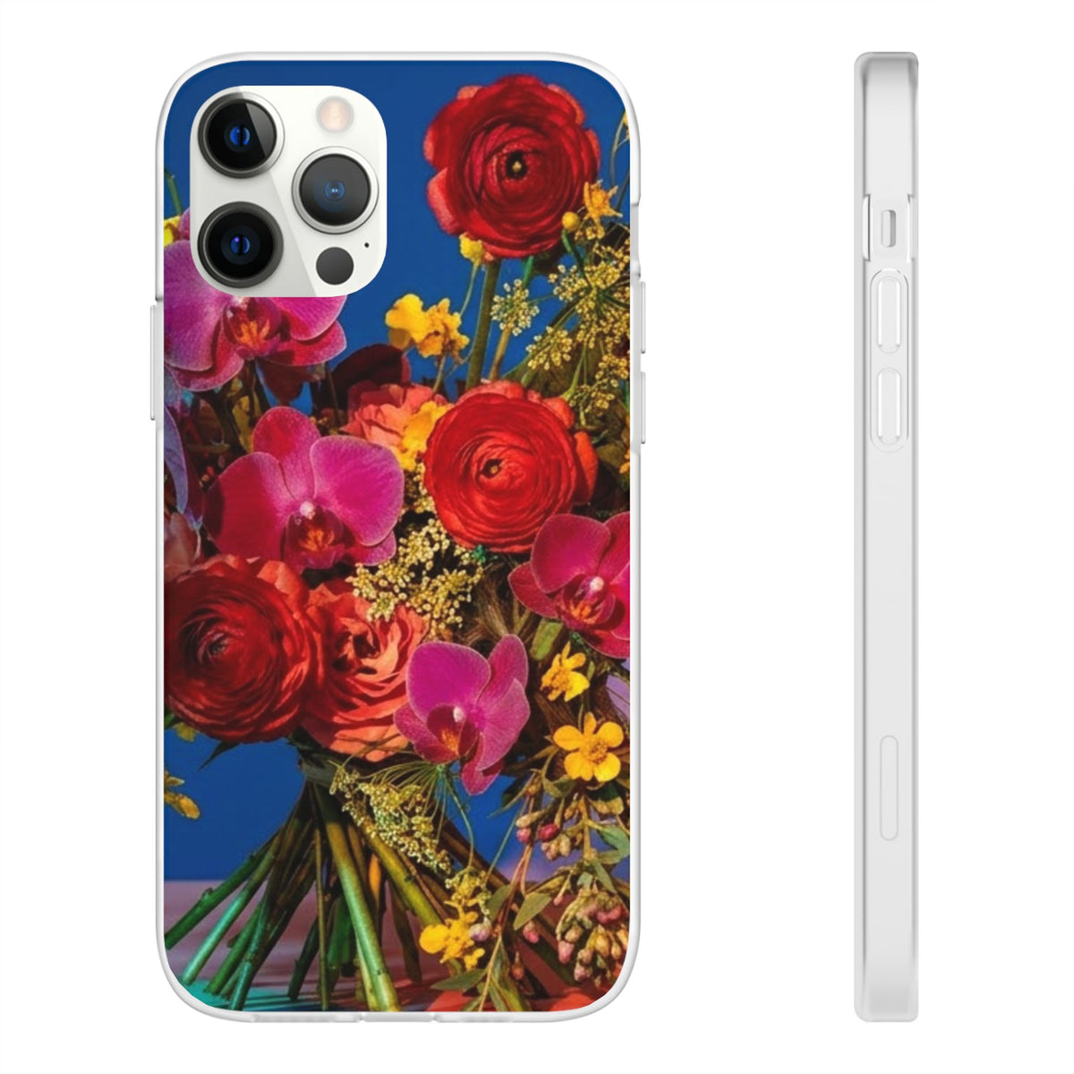 Floral Bouquet Flexi Case — Vibrant Red & Pink Flowers Phone Cover