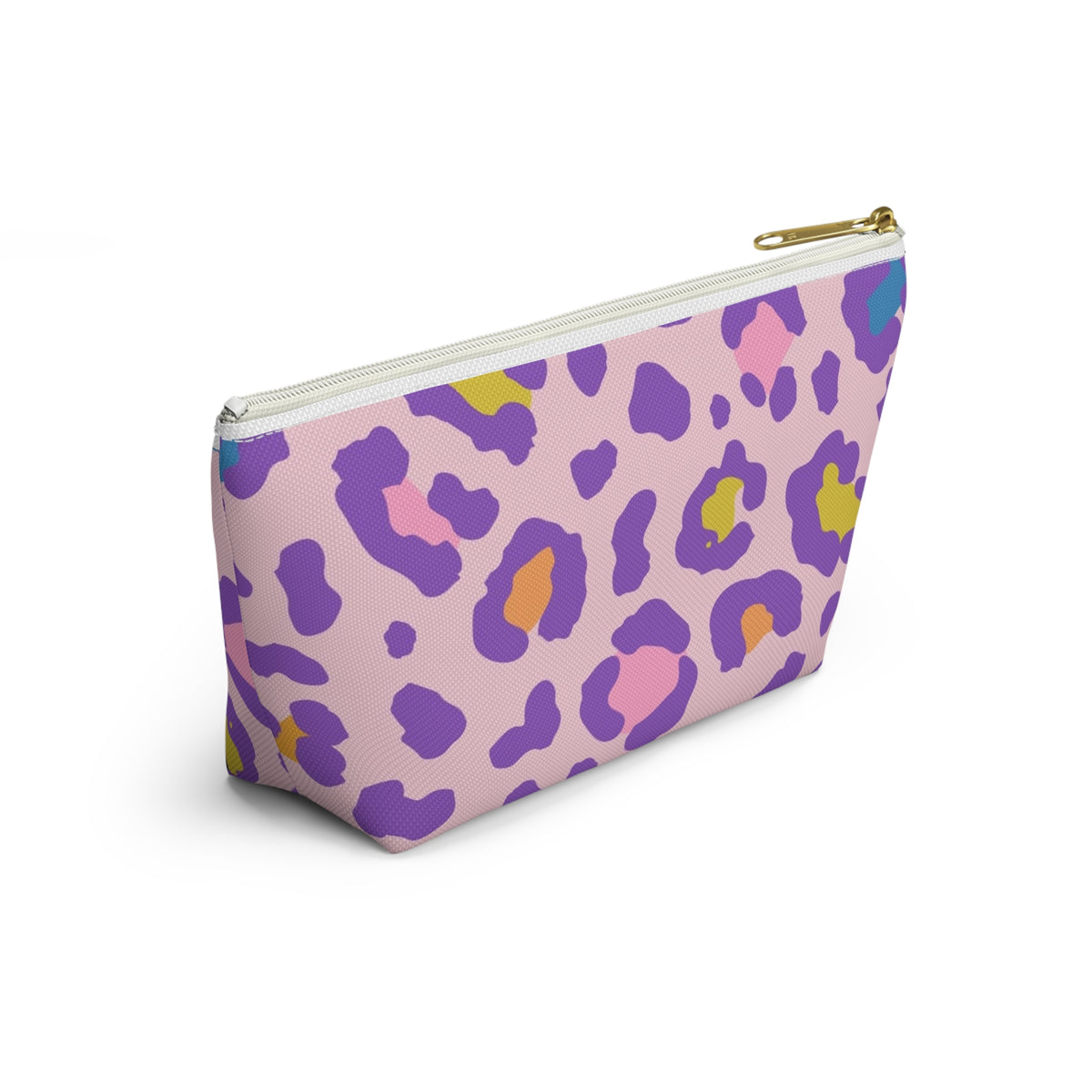 Pastel Leopard Accessory Pouch — Pink T‑Bottom Makeup Bag