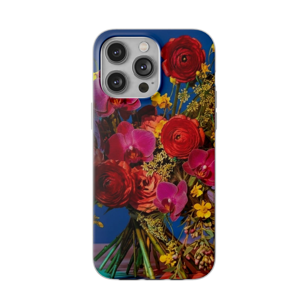 Floral Bouquet Flexi Case — Vibrant Red & Pink Flowers Phone Cover
