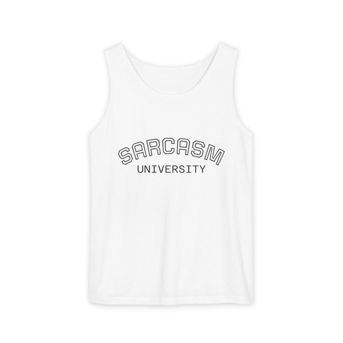Sarcasm University Tank Top — Funny Collegiate Graphic Tank