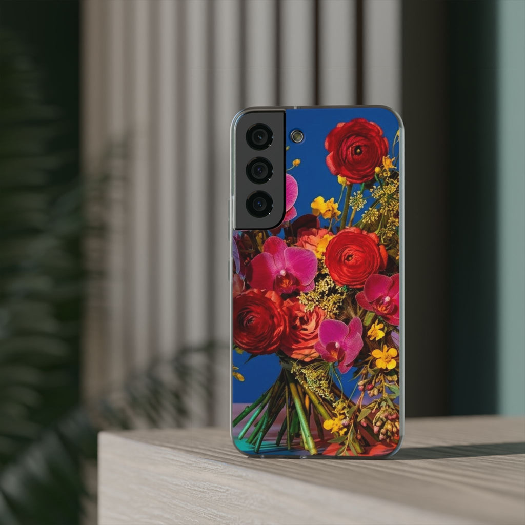 Floral Bouquet Flexi Case — Vibrant Red & Pink Flowers Phone Cover