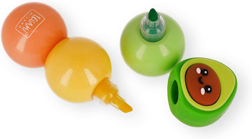 3-in-1 Pastel Highlighter Pen – Fast-Drying Avocado Design