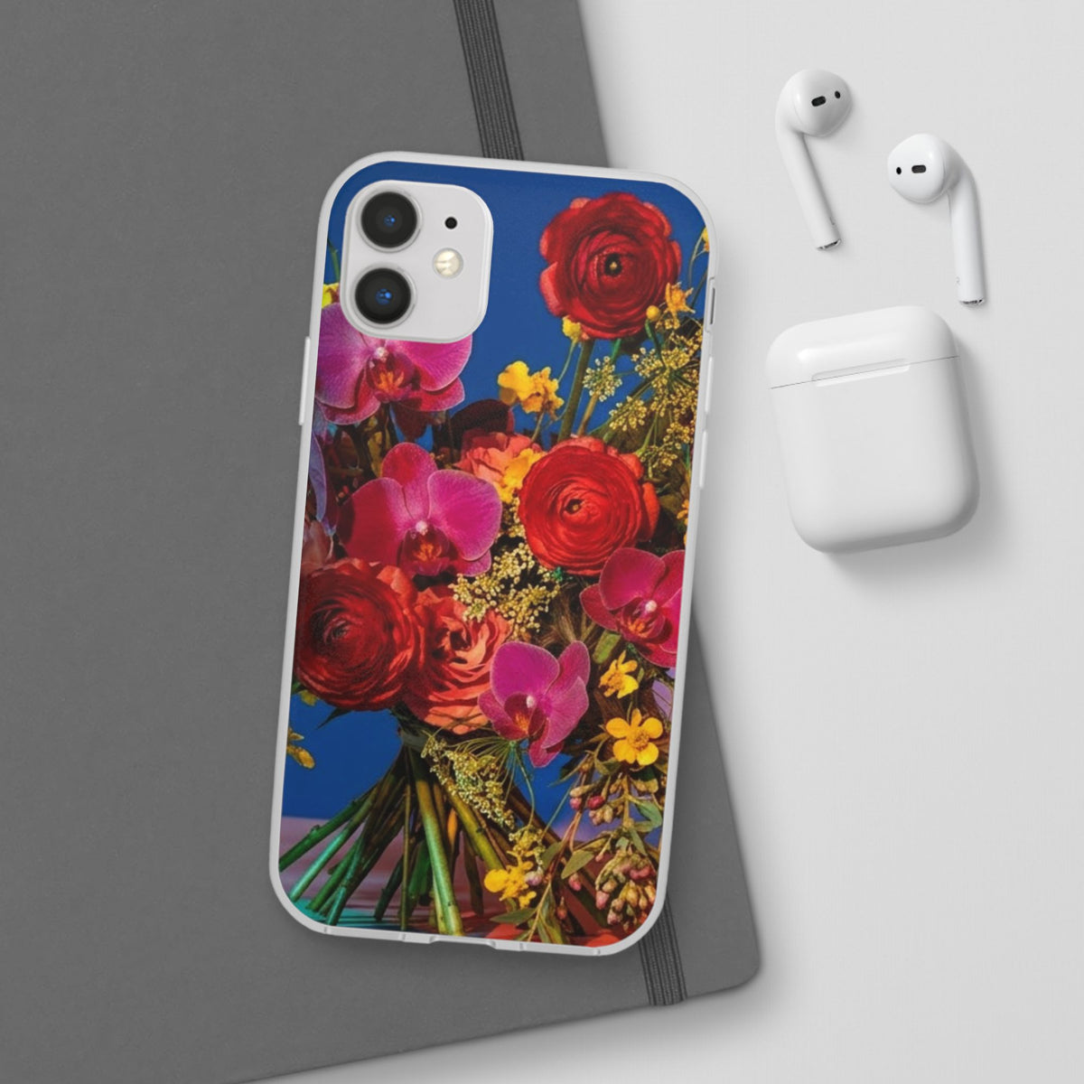 Floral Bouquet Flexi Case — Vibrant Red & Pink Flowers Phone Cover