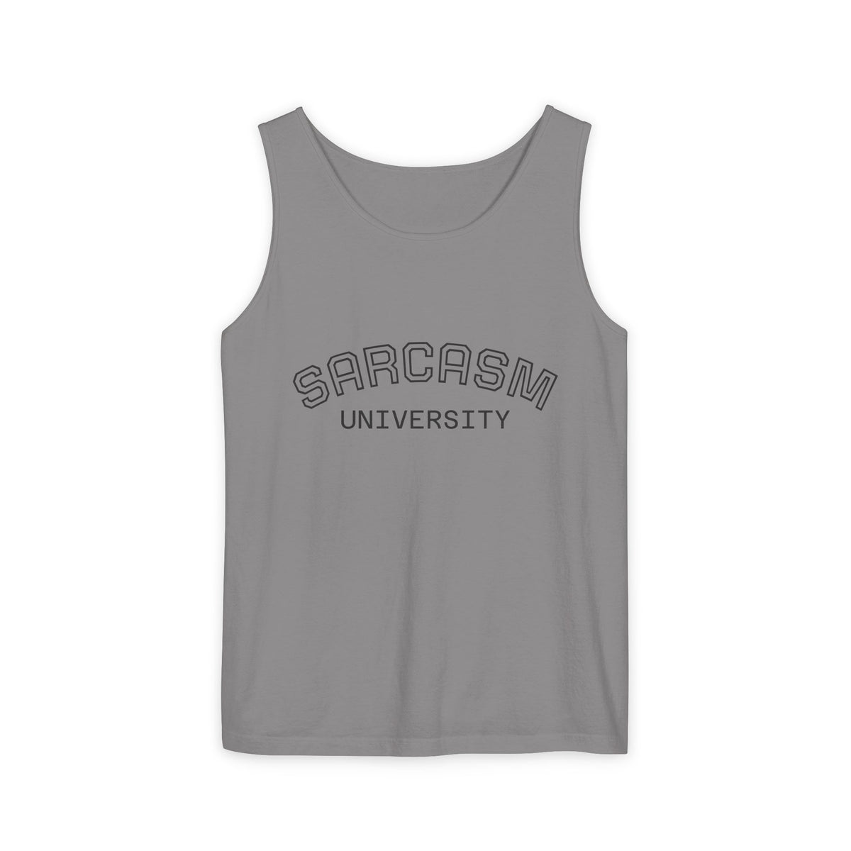 Sarcasm University Tank Top — Funny Collegiate Graphic Tank
