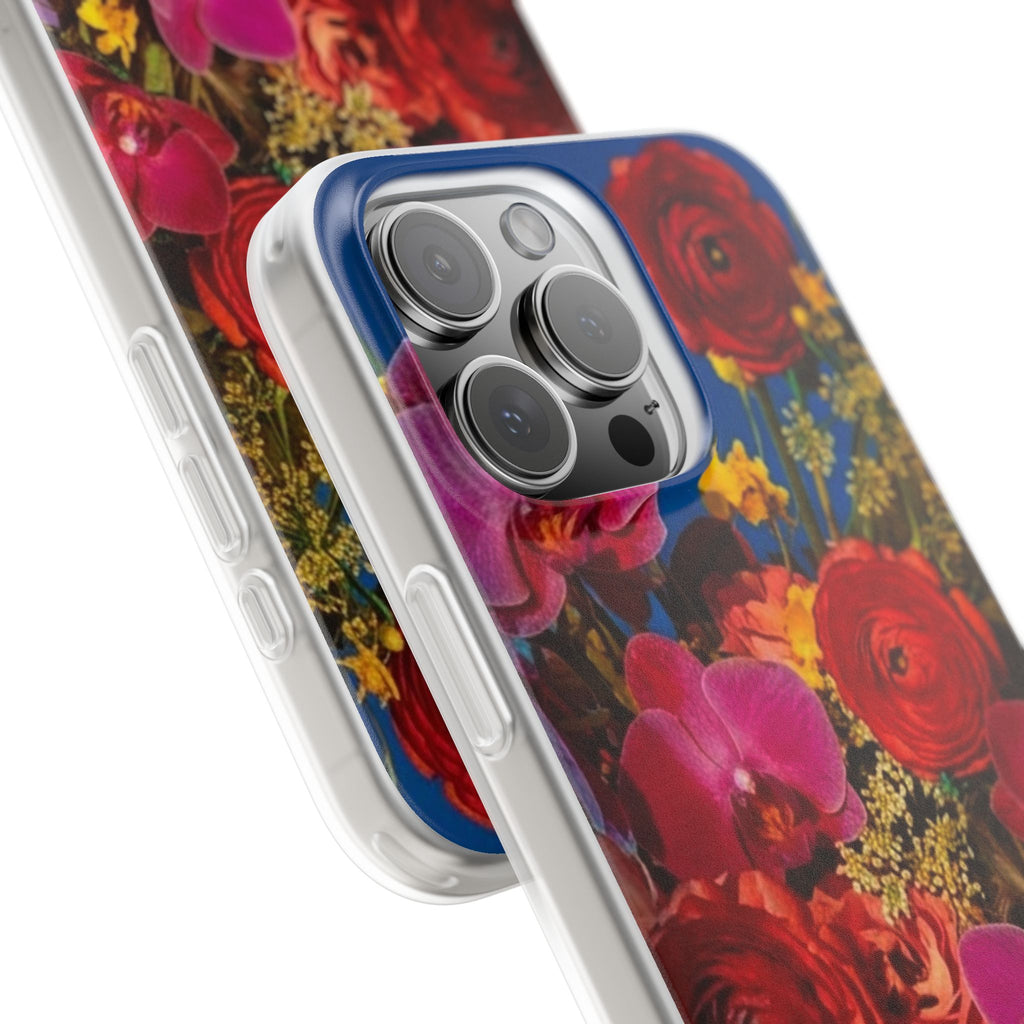 Floral Bouquet Flexi Case — Vibrant Red & Pink Flowers Phone Cover