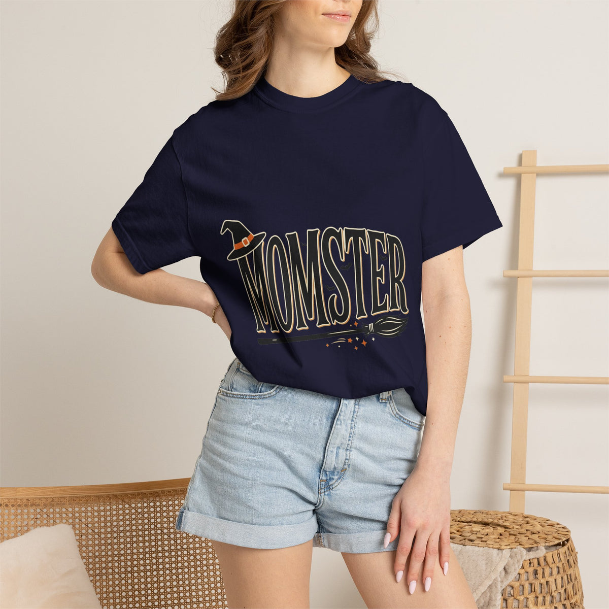 Momster Halloween T-Shirt — Witch Hat & Broom Mom Tee