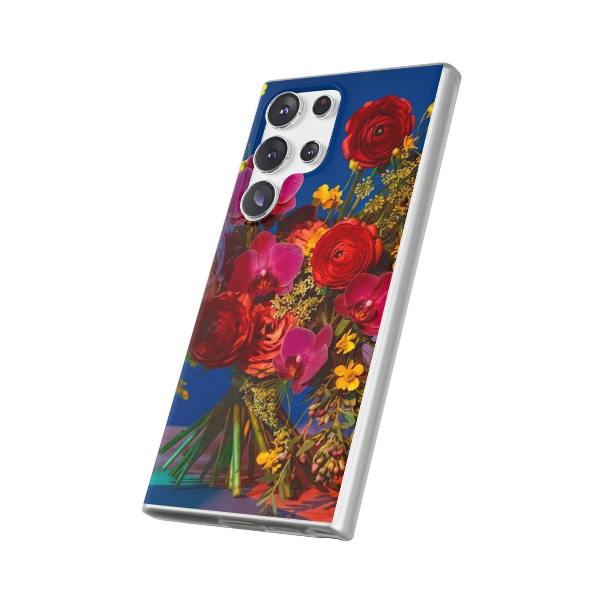 Floral Bouquet Flexi Case — Vibrant Red & Pink Flowers Phone Cover