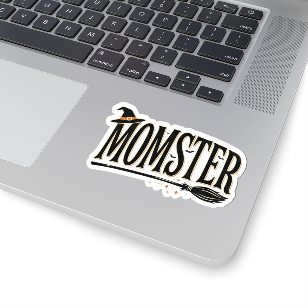 Momster Halloween Sticker — Witch Hat & Broom Mom Sticker