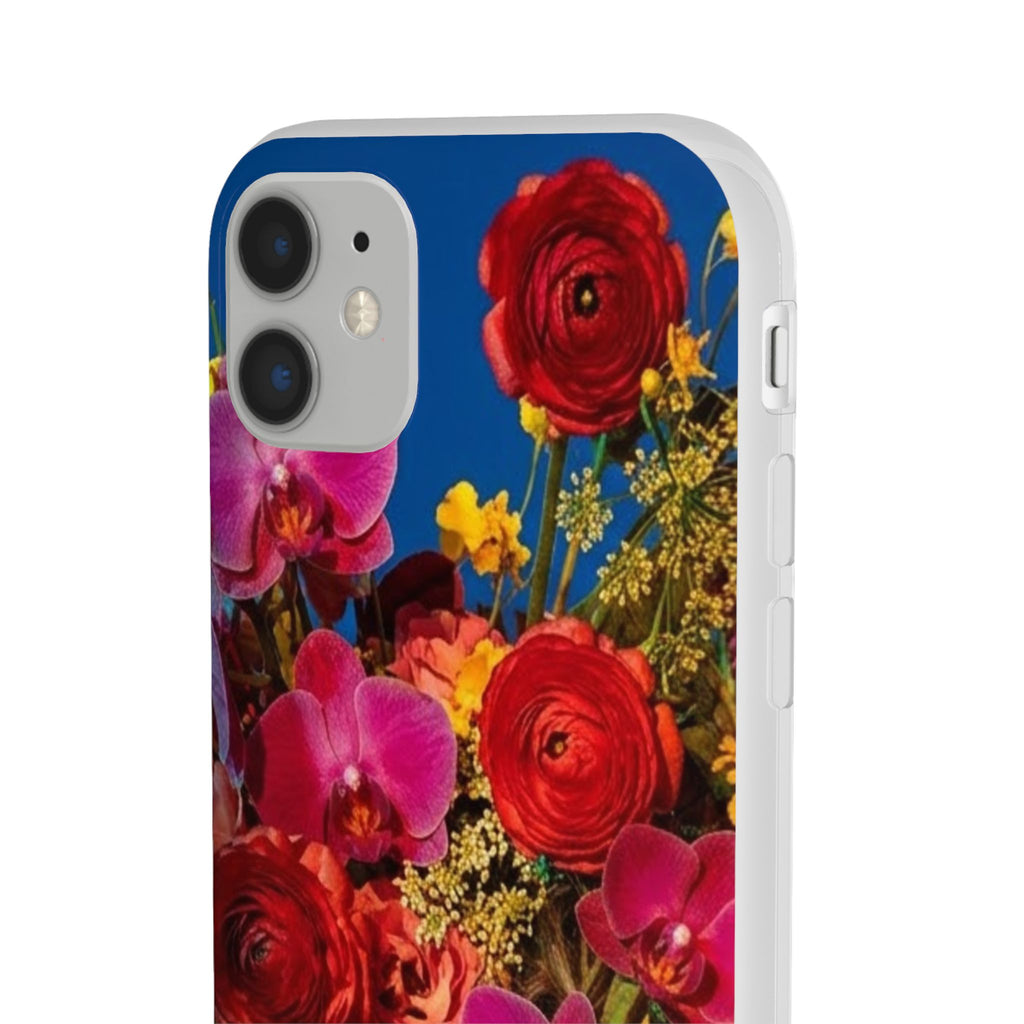 Floral Bouquet Flexi Case — Vibrant Red & Pink Flowers Phone Cover