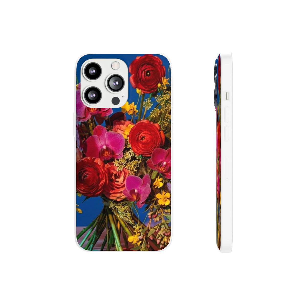 Floral Bouquet Flexi Case — Vibrant Red & Pink Flowers Phone Cover