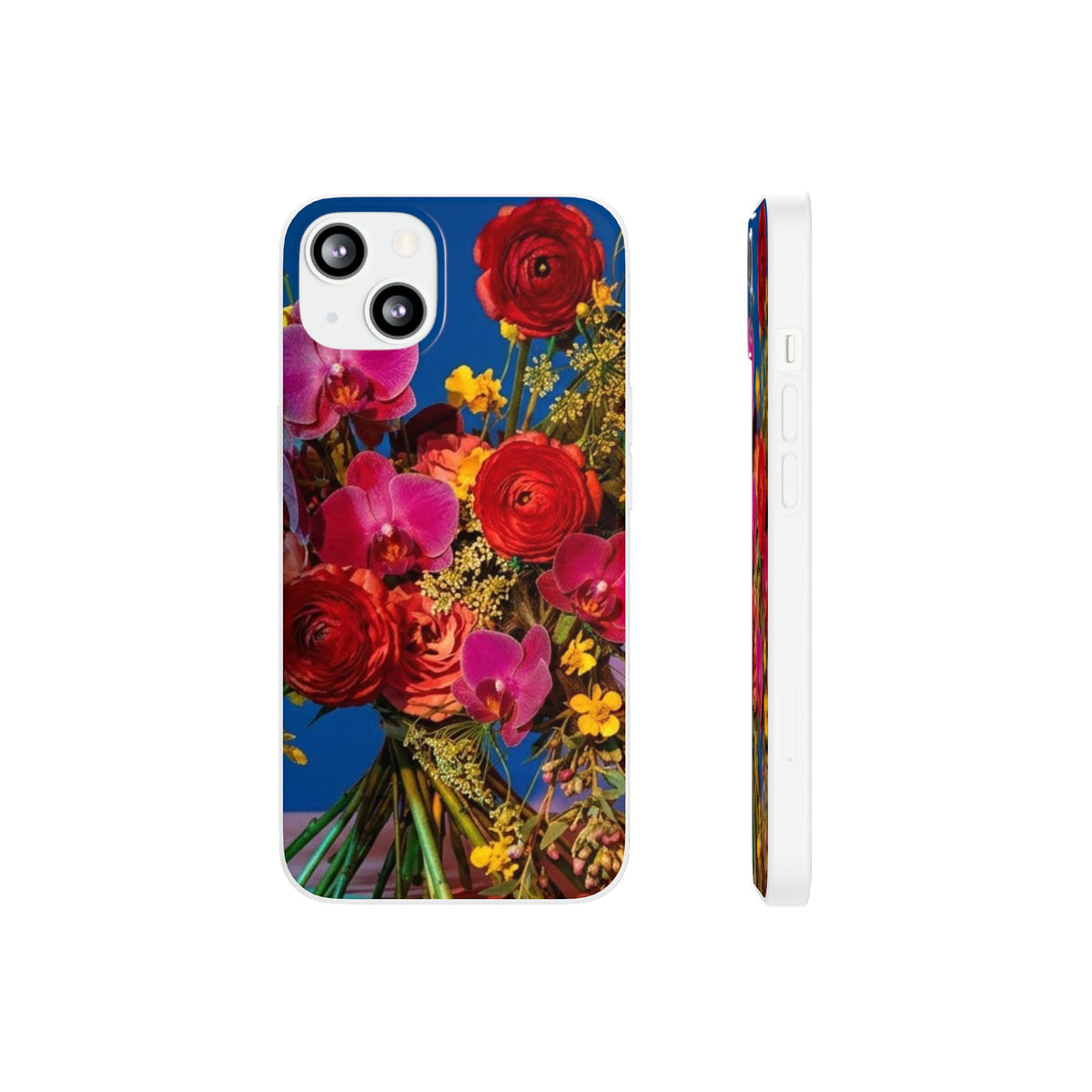 Floral Bouquet Flexi Case — Vibrant Red & Pink Flowers Phone Cover