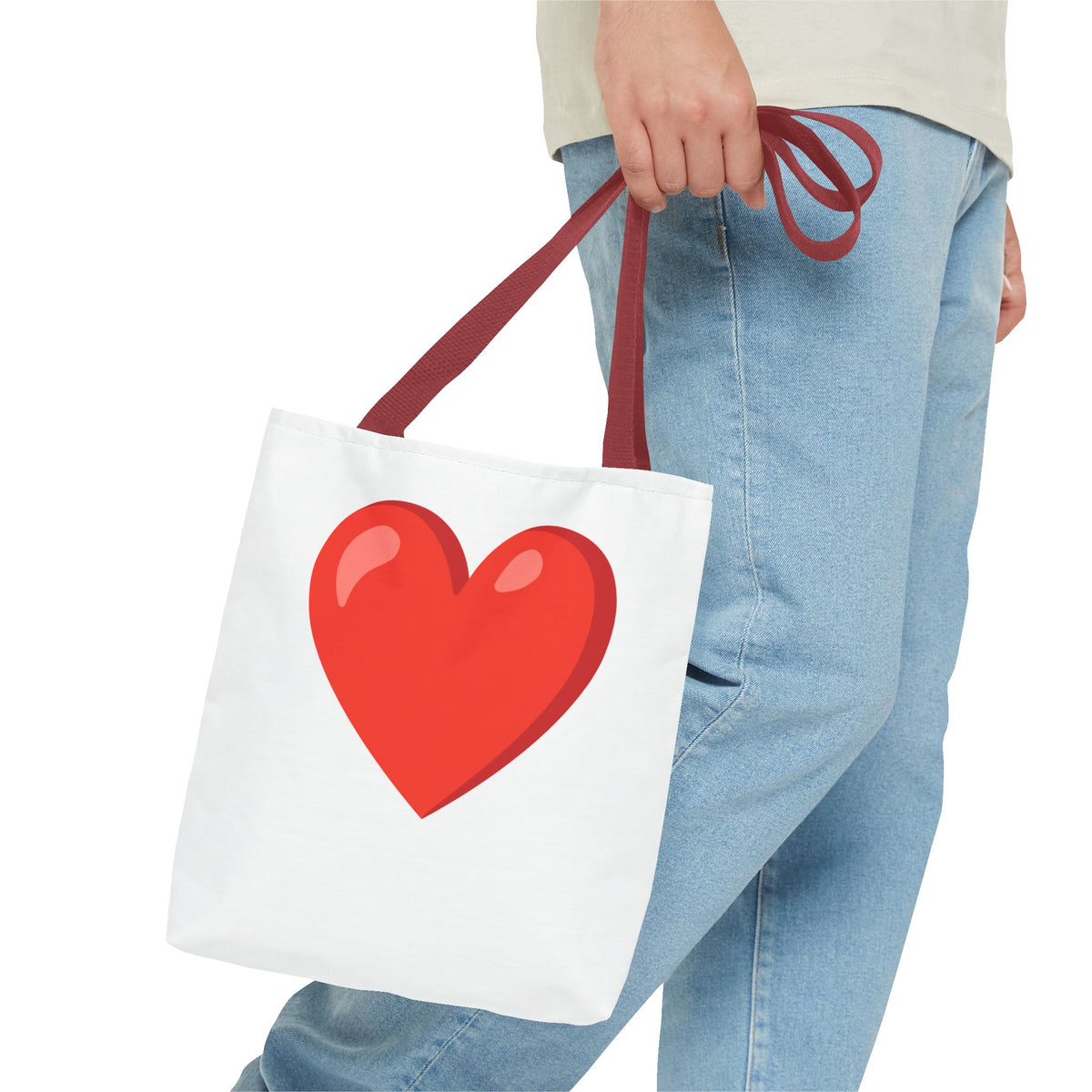 Red Heart Graphic Tote Bag – Cute Valentine’s Day Canvas Shopper