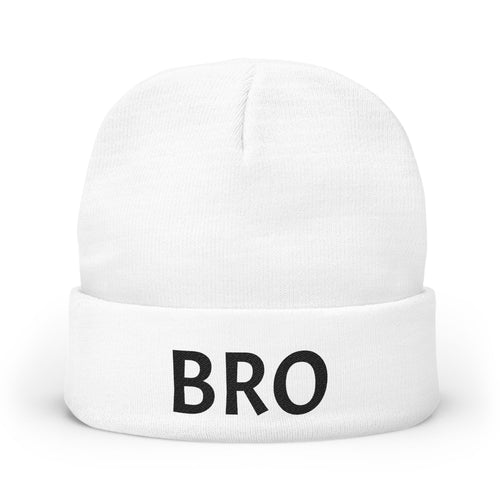 'BRO' Embroidered Knit Beanie – Cozy Winter Cap for Brothers & Friends
