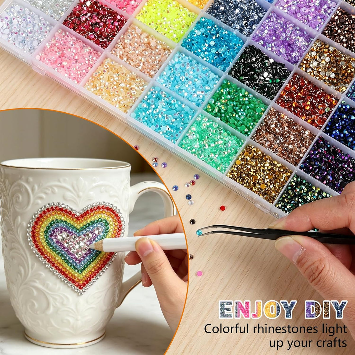 33,000 Rhinestone Set for Crafts and Nails, 42 Colors