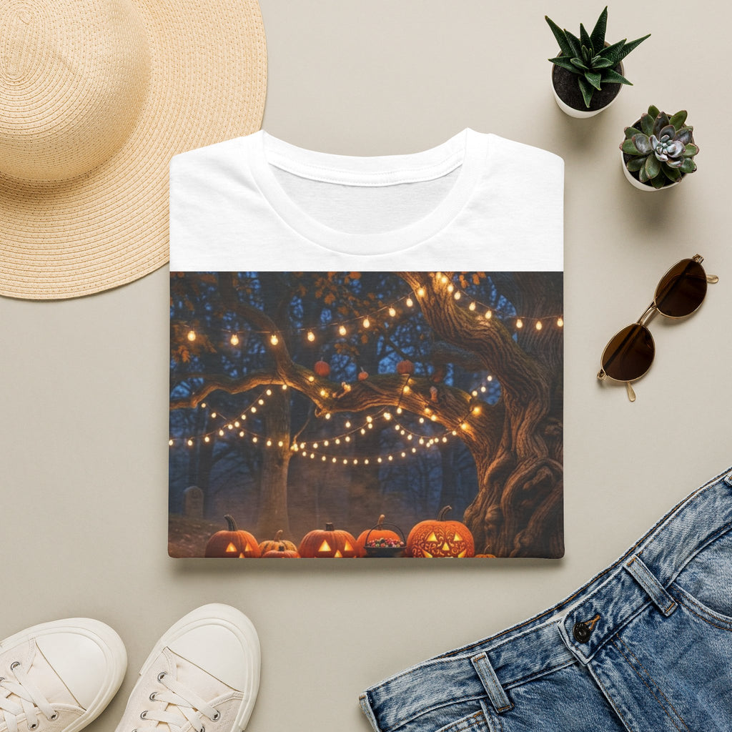 Halloween Pumpkin Patch T-Shirt — String Lights & Jack-O'-Lanterns Tee