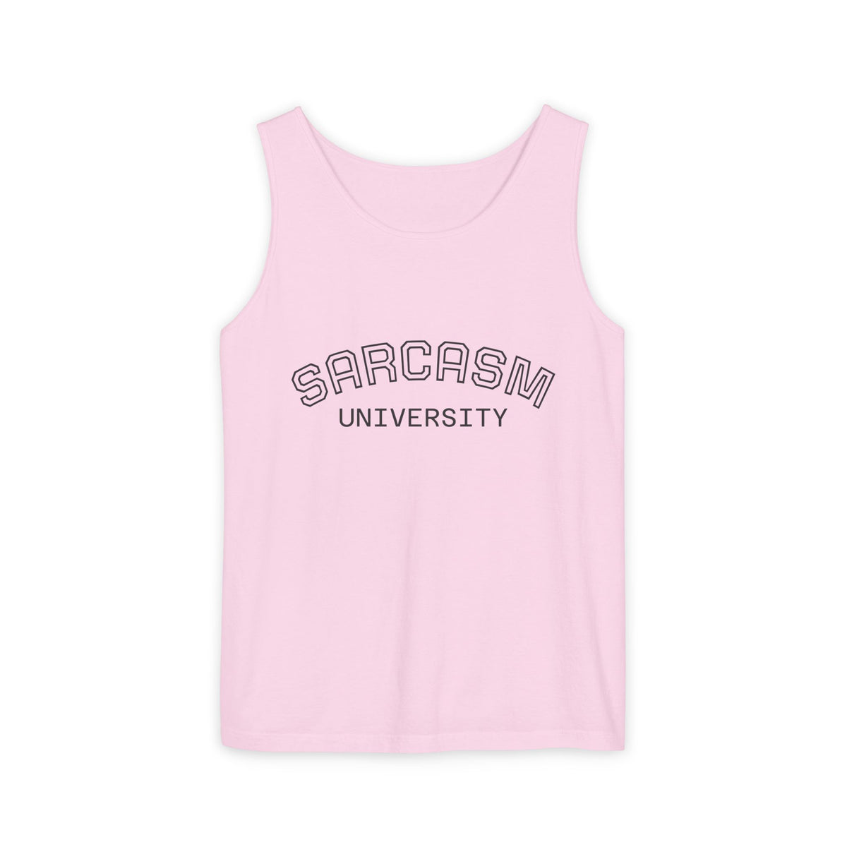 Sarcasm University Tank Top — Funny Collegiate Graphic Tank