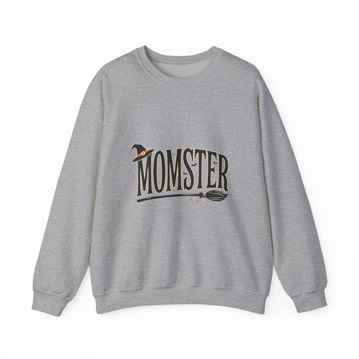 Momster Sweatshirt — Halloween Mom Crewneck with Witch Hat & Broom
