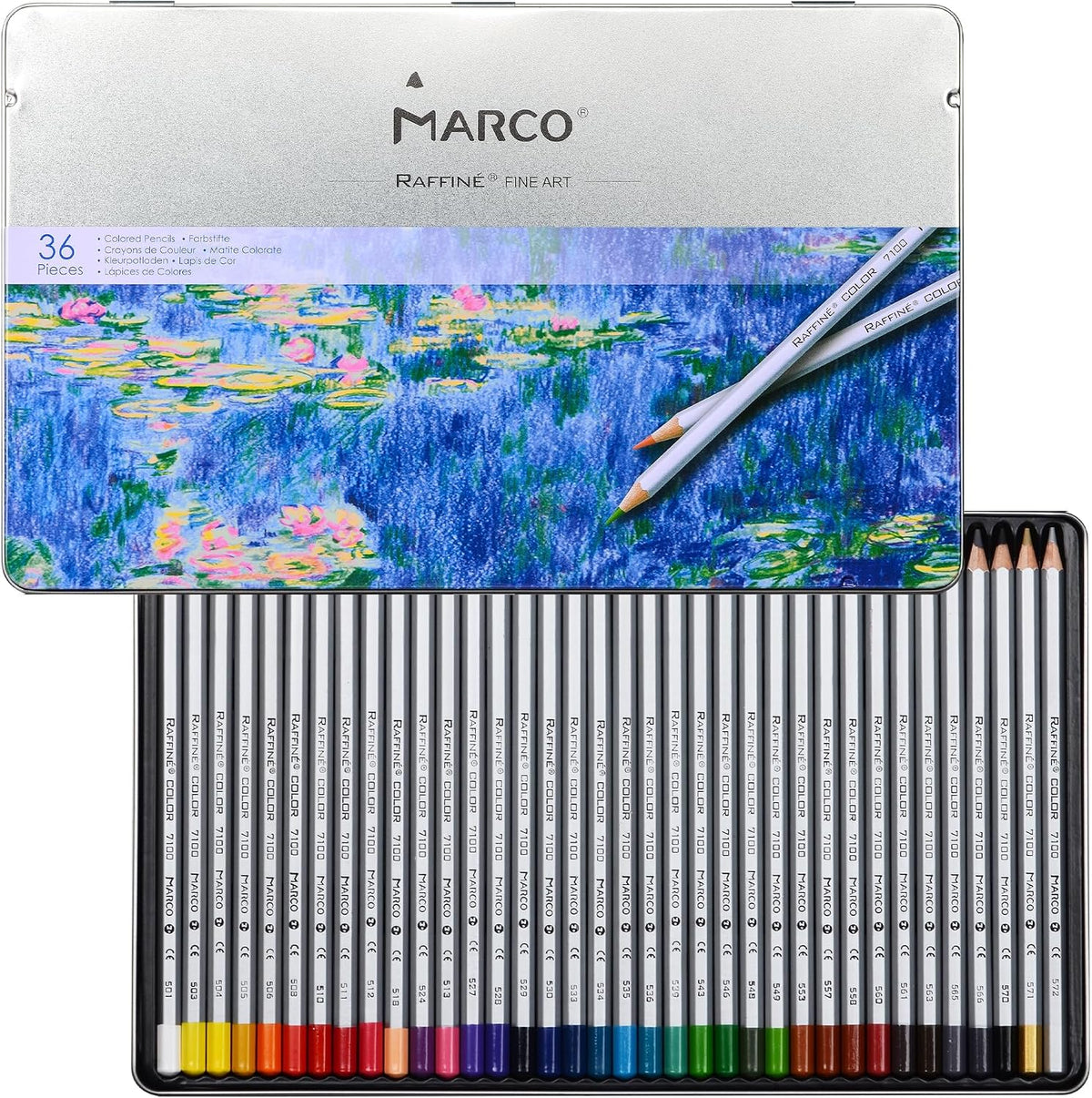 36-Color Water-Soluble Colored Pencil Set in Metal Case