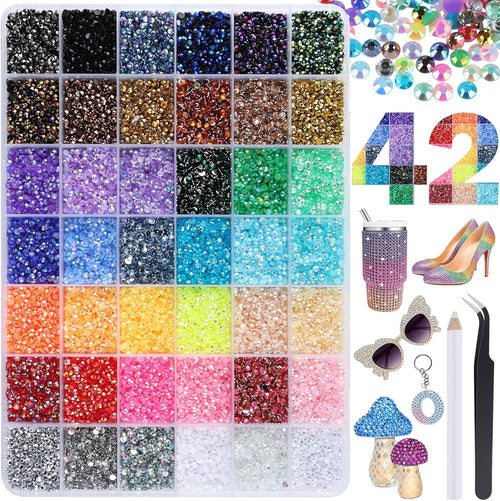 33,000 Rhinestone Set for Crafts and Nails, 42 Colors