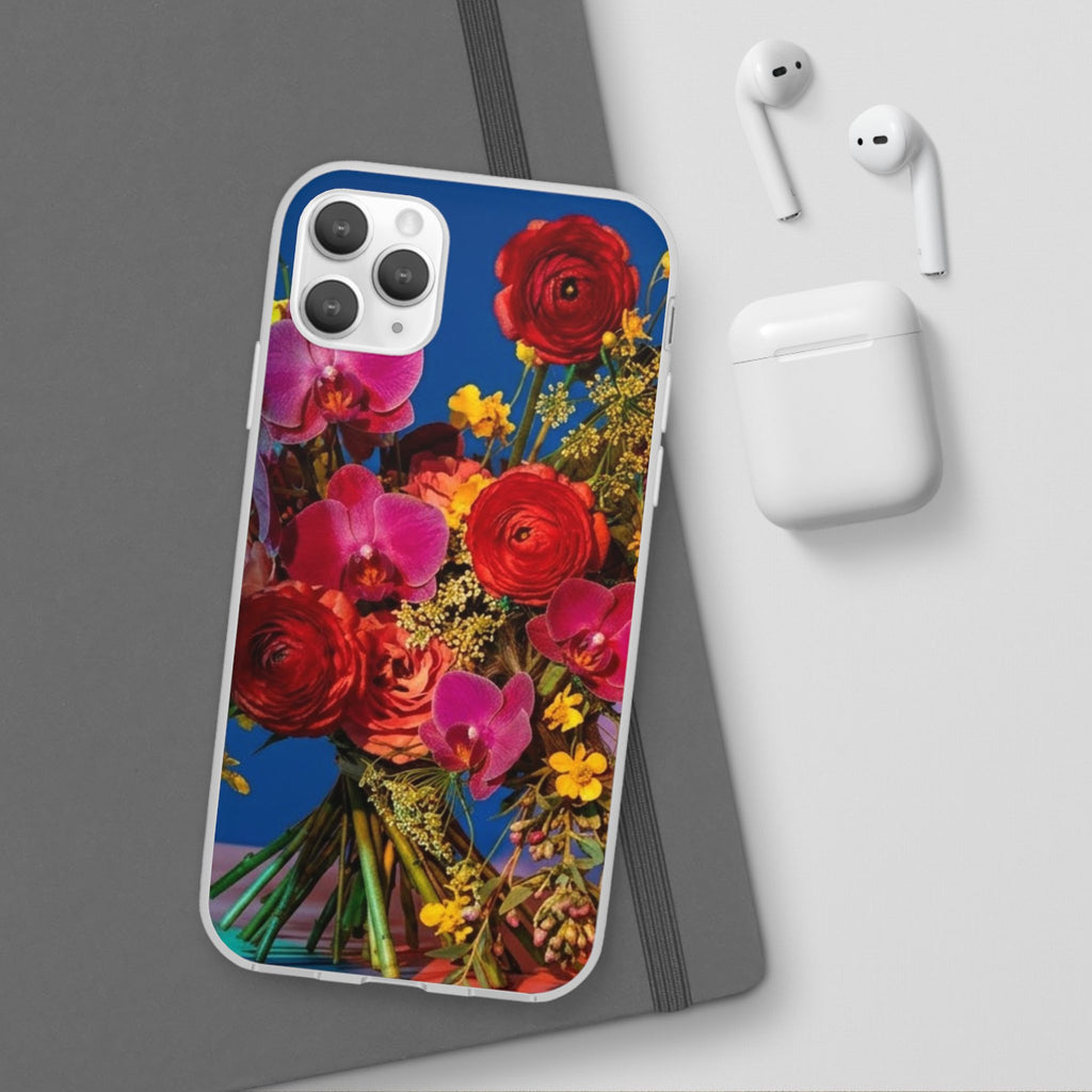Floral Bouquet Flexi Case — Vibrant Red & Pink Flowers Phone Cover