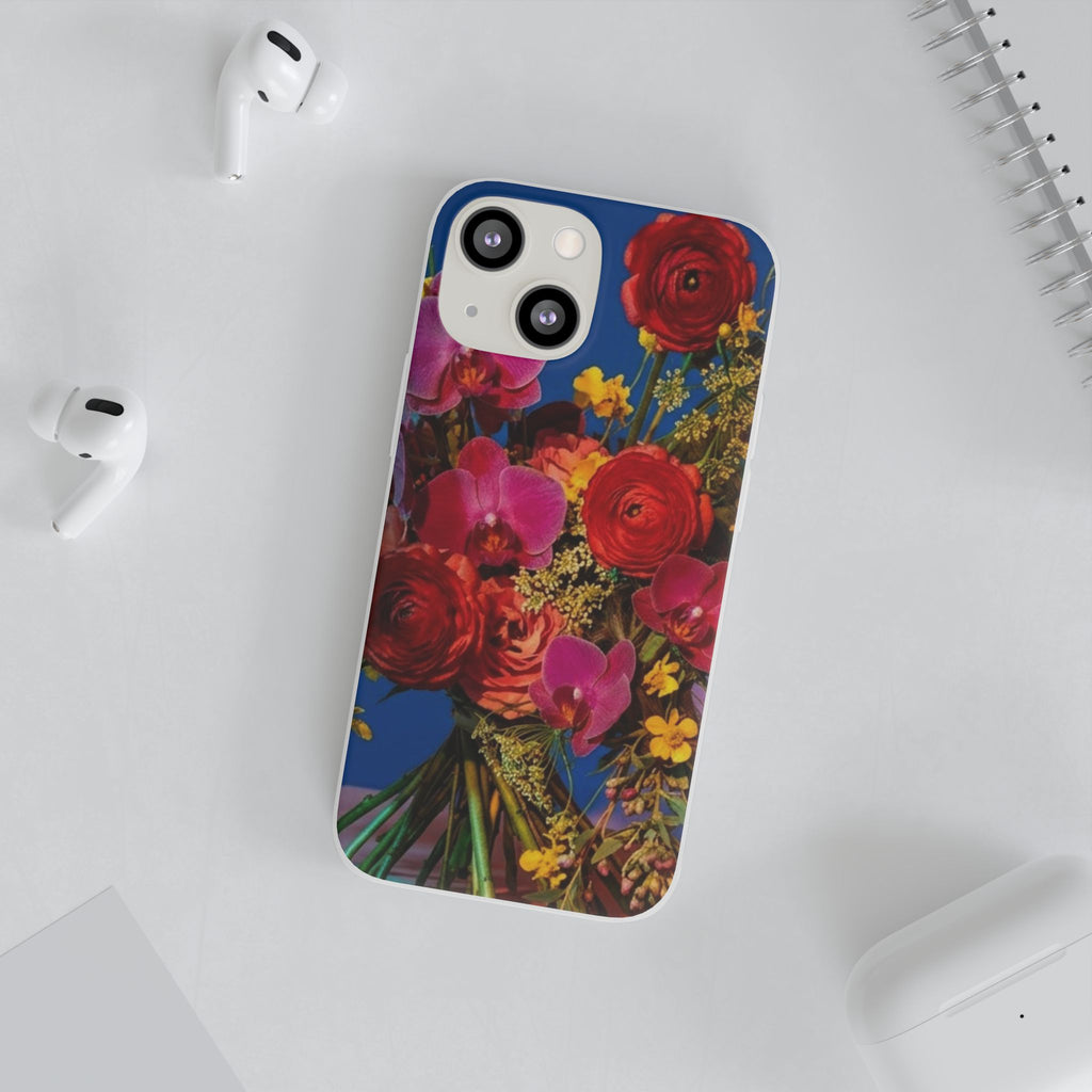 Floral Bouquet Flexi Case — Vibrant Red & Pink Flowers Phone Cover