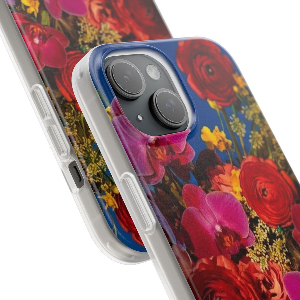 Floral Bouquet Flexi Case — Vibrant Red & Pink Flowers Phone Cover